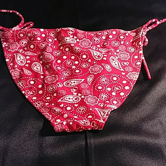OP 2 Pc String Bikini Red/White Print L - Picture 6 of 8